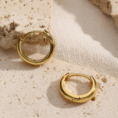 1 Pair Simple Style Roman Style Round Sterling Silver White Gold Plated Gold Plated Earrings