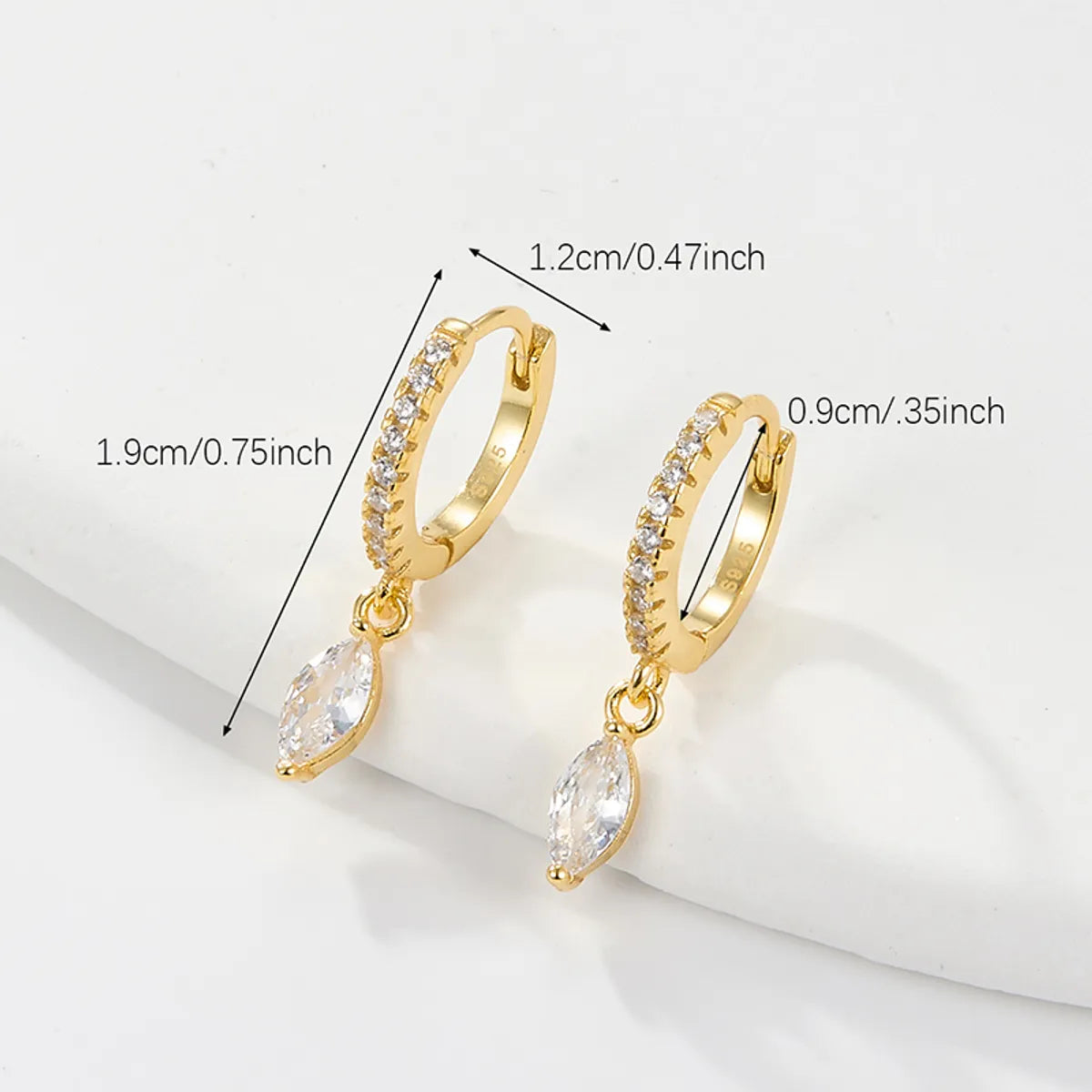 1 Pair Simple Style Roman Style Solid Color Plating Inlay Sterling Silver Zircon Gold Plated Earrings