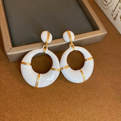 1 Pair Simple Style Round Alloy Drop Earrings