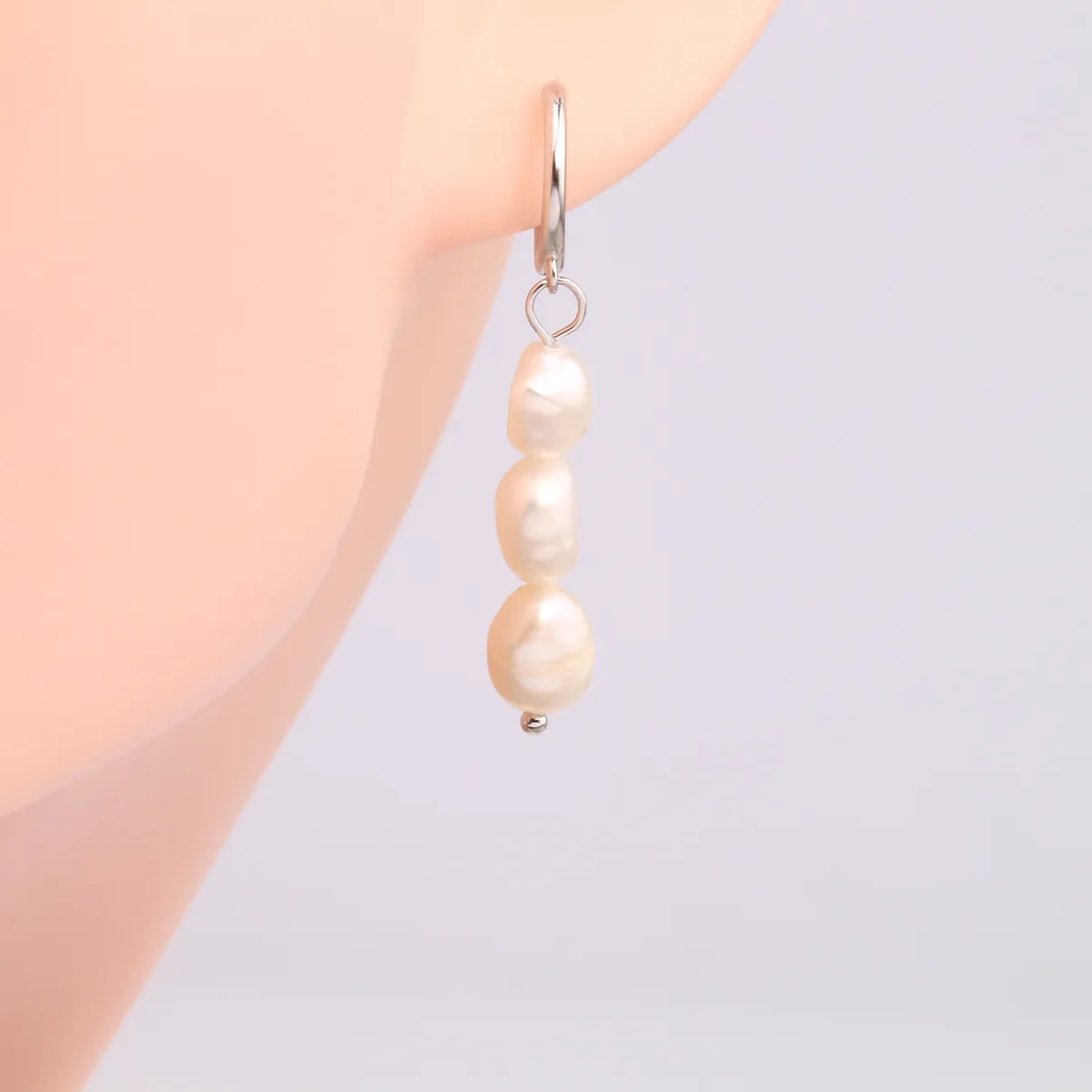 1 Pair Simple Style Round Beaded Sterling Silver Drop Earrings