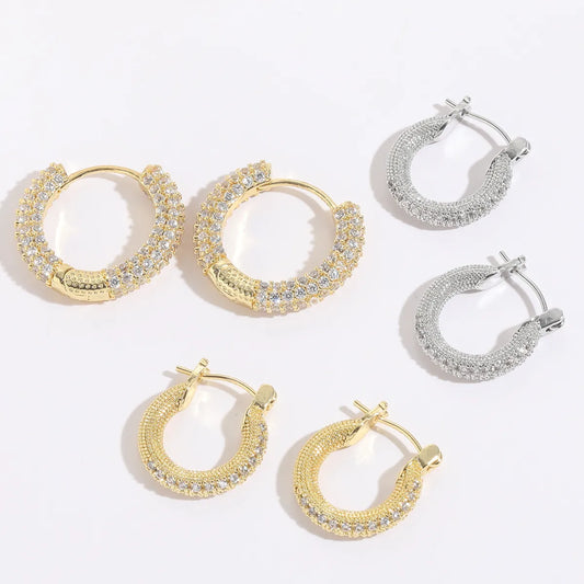 1 Pair Simple Style Round Copper Plating Inlay Zircon Hoop Earrings