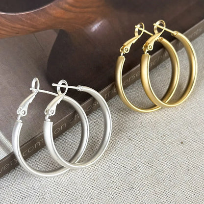 1 Pair Simple Style Round Copper White Gold Plated Gold Plated Hoop Earrings