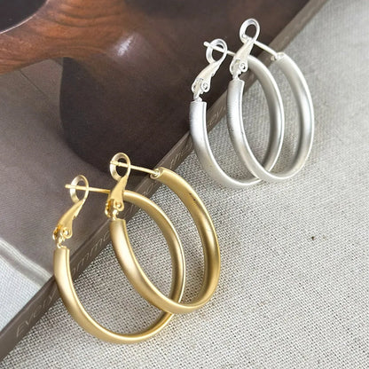 1 Pair Simple Style Round Copper White Gold Plated Gold Plated Hoop Earrings