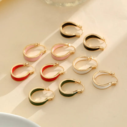 1 Pair Simple Style Round Enamel Alloy Earrings