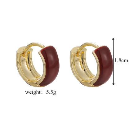 1 Pair Simple Style Round Enamel Copper Earrings