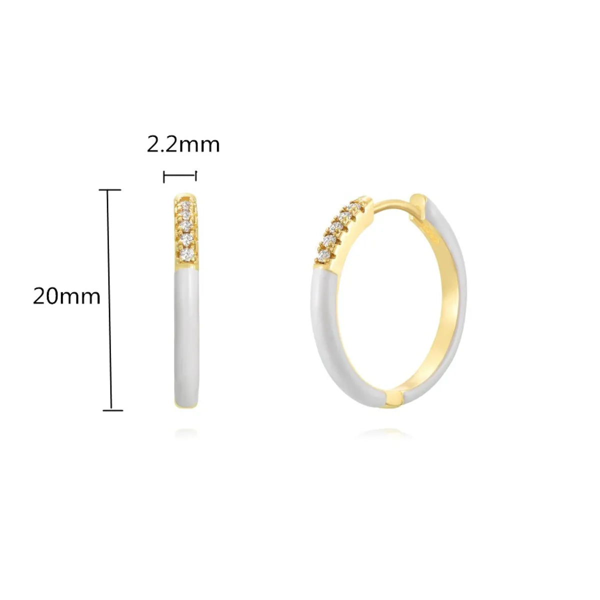 1 Pair Simple Style Round Enamel Inlay Copper Zircon Earrings