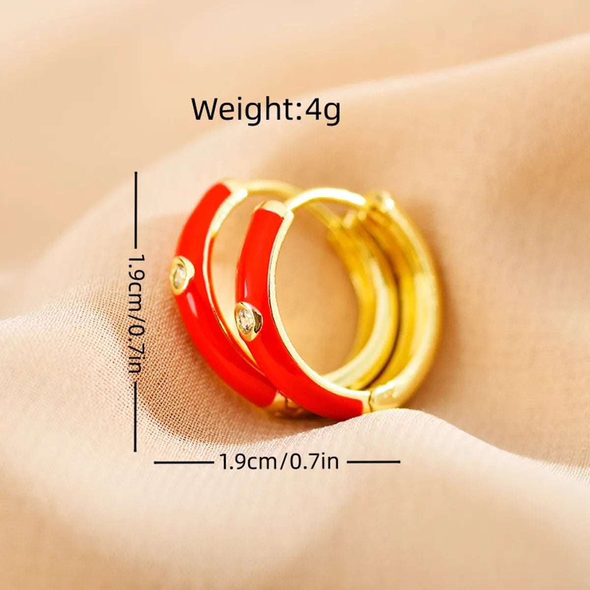 1 Pair Simple Style Round Enamel Plating Inlay Copper Zircon 18k Gold Plated Earrings