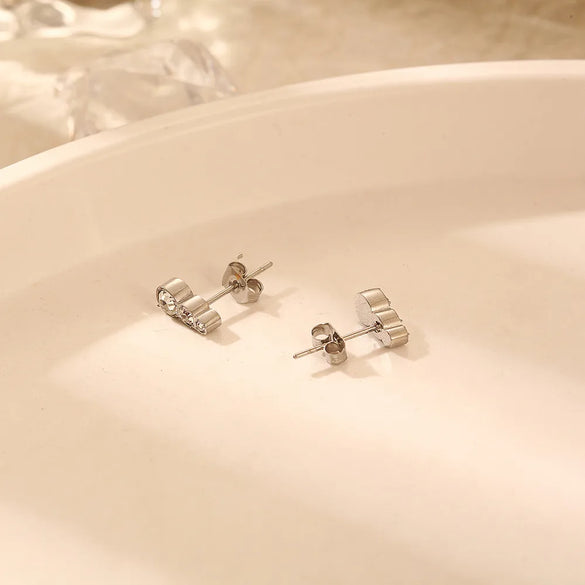 1 Pair Simple Style Round Gourd Inlay 304 Stainless Steel Rhinestones 18K Gold Plated Ear Studs