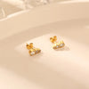 1 Pair Simple Style Round Gourd Inlay 304 Stainless Steel Rhinestones 18K Gold Plated Ear Studs