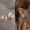 1 Pair Simple Style Round Heart Shape Bow Knot Alloy Plating Inlay Rhinestones Pearl Women'S Drop Earrings