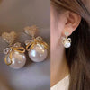 1 Pair Simple Style Round Heart Shape Bow Knot Alloy Plating Inlay Rhinestones Pearl Women'S Drop Earrings