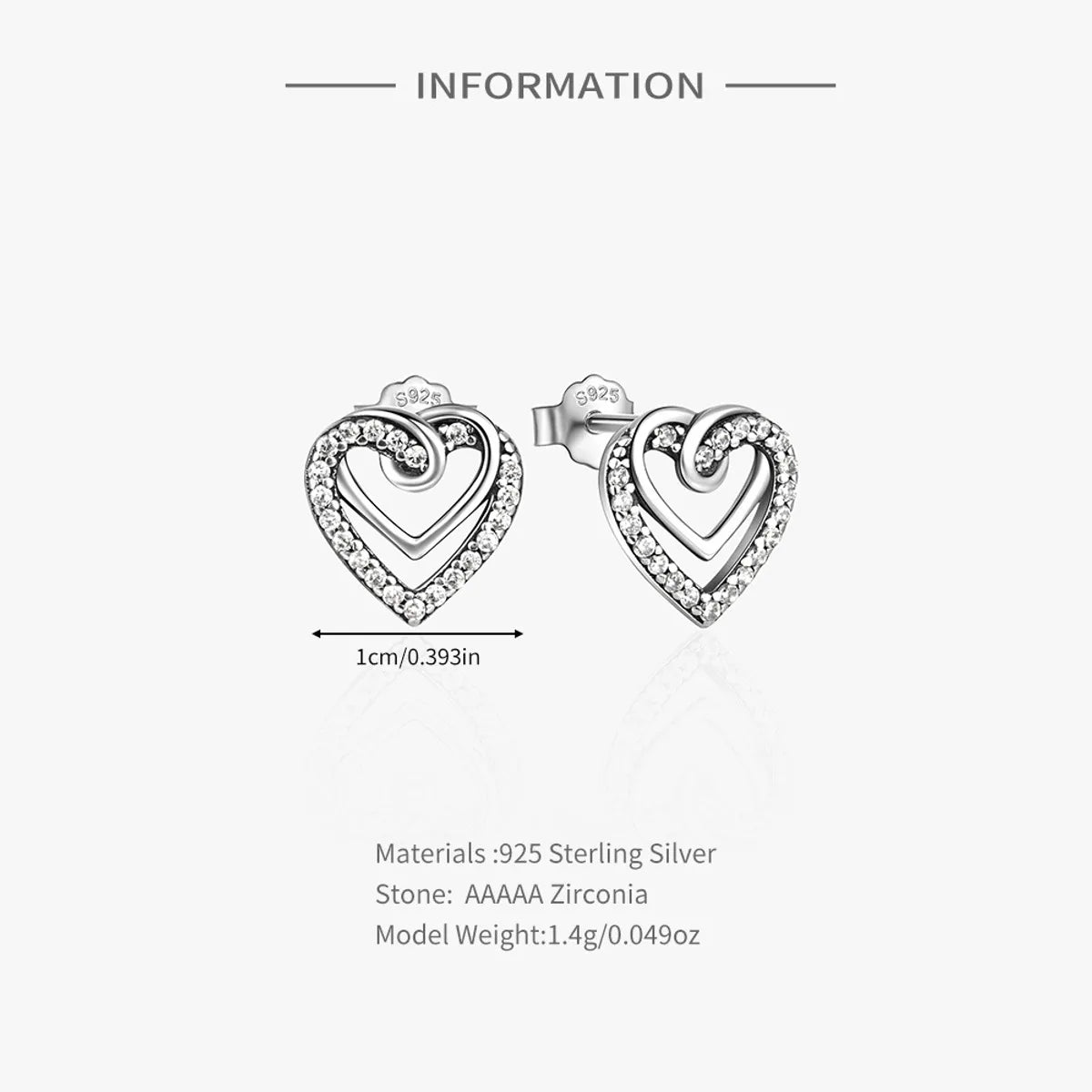 1 Pair Simple Style Round Heart Shape Plating Inlay Sterling Silver Zircon Ear Studs