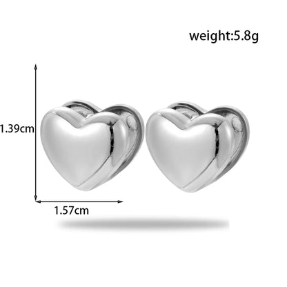 1 Pair Simple Style Round Heart Shape Plating 304 Stainless Steel Earrings