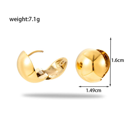 1 Pair Simple Style Round Heart Shape Plating 304 Stainless Steel Earrings