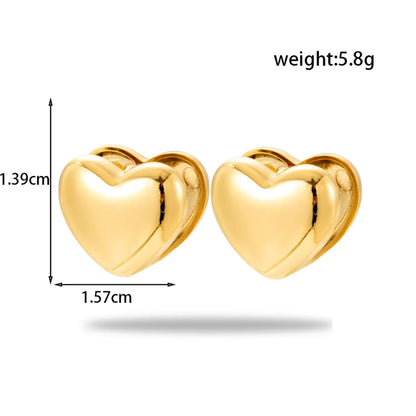 1 Pair Simple Style Round Heart Shape Plating 304 Stainless Steel Earrings