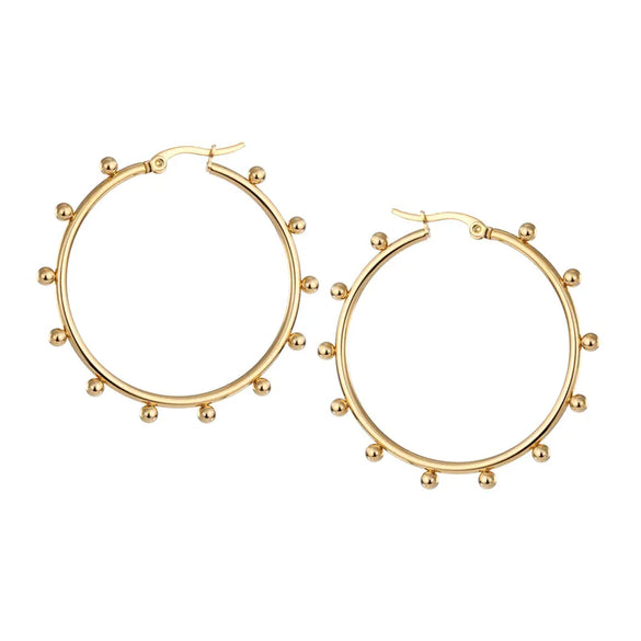 1 Pair Simple Style Round Heart Shape Plating 201 Stainless Steel Hoop Earrings