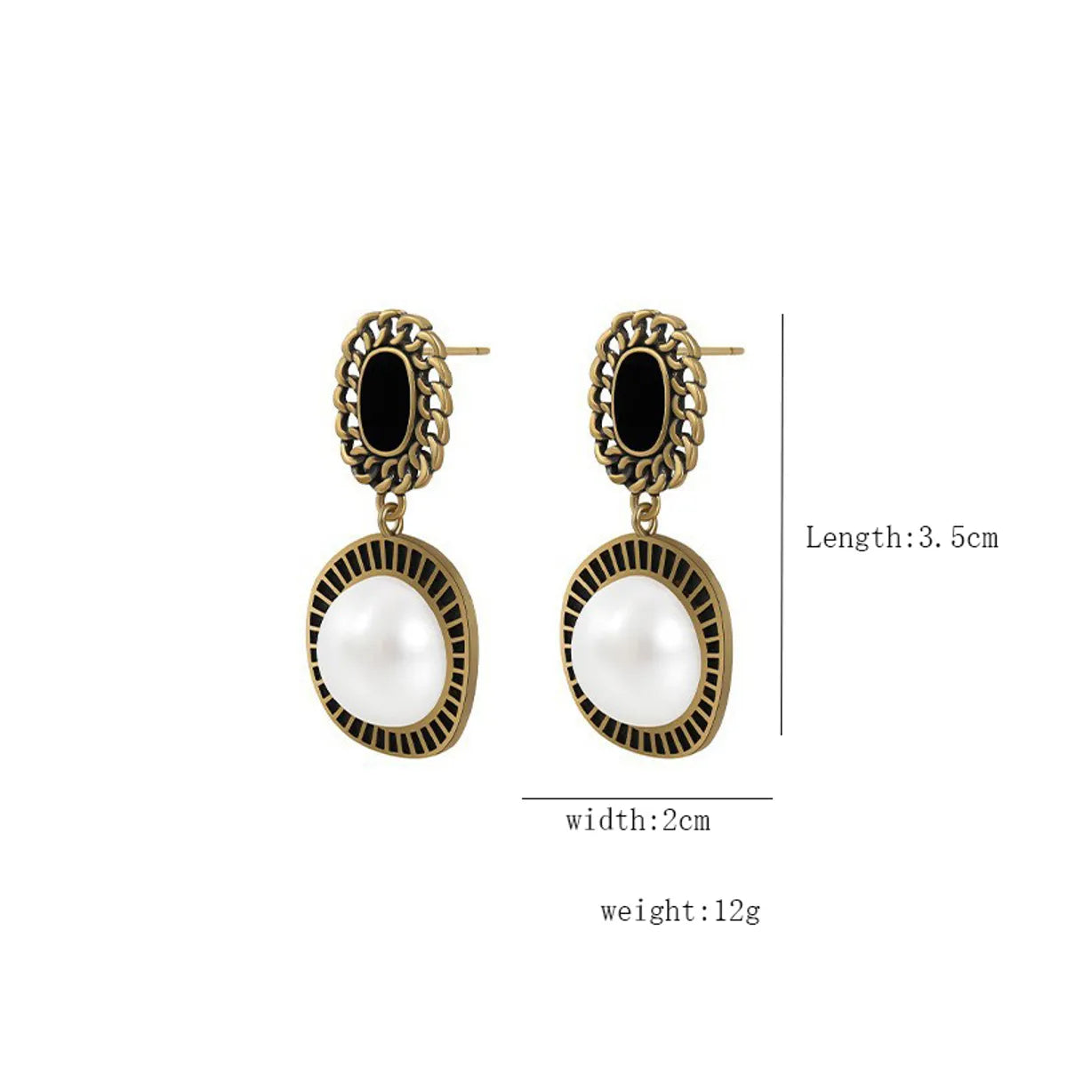 1 Pair Simple Style Round Inlay Alloy Artificial Pearls Drop Earrings