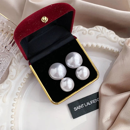 1 Pair Simple Style Round Inlay Alloy Pearl Drop Earrings