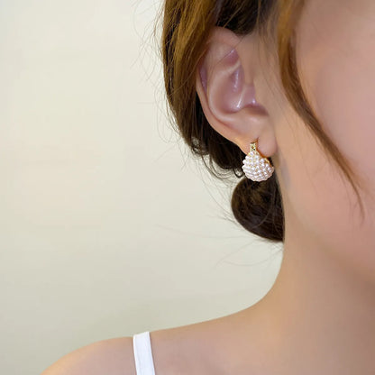 1 Pair Simple Style Round Inlay Alloy Pearl Ear Studs