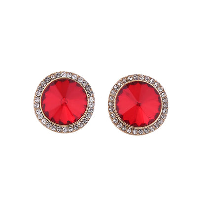 1 Pair Simple Style Round Inlay Alloy Rhinestones Ear Studs