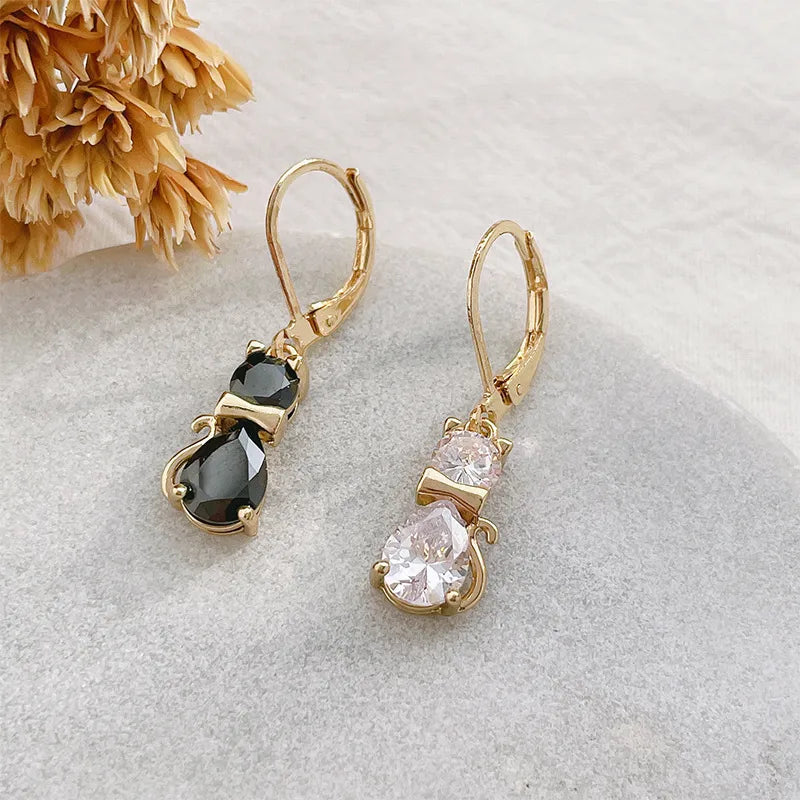 1 Pair Simple Style Round Inlay Copper Zircon Drop Earrings