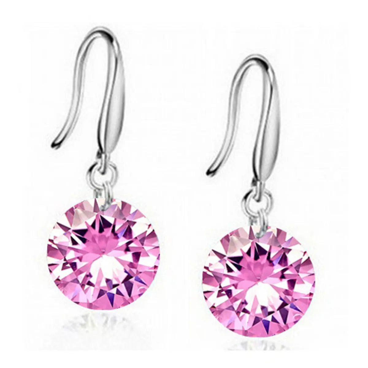 1 Pair Simple Style Round Inlay Copper Zircon Drop Earrings