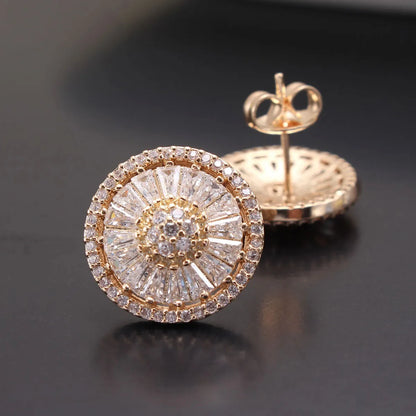 1 Pair Simple Style Round Inlay Copper Zircon Gold Plated Ear Studs