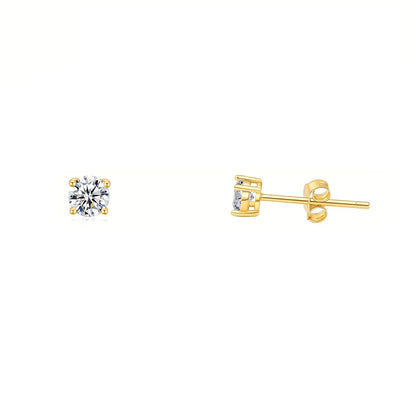 1 Pair Simple Style Round Inlay Copper Zircon K Gold Plated Ear Studs