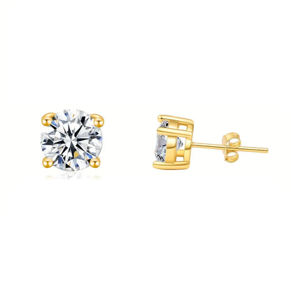 1 Pair Simple Style Round Inlay Copper Zircon K Gold Plated Ear Studs