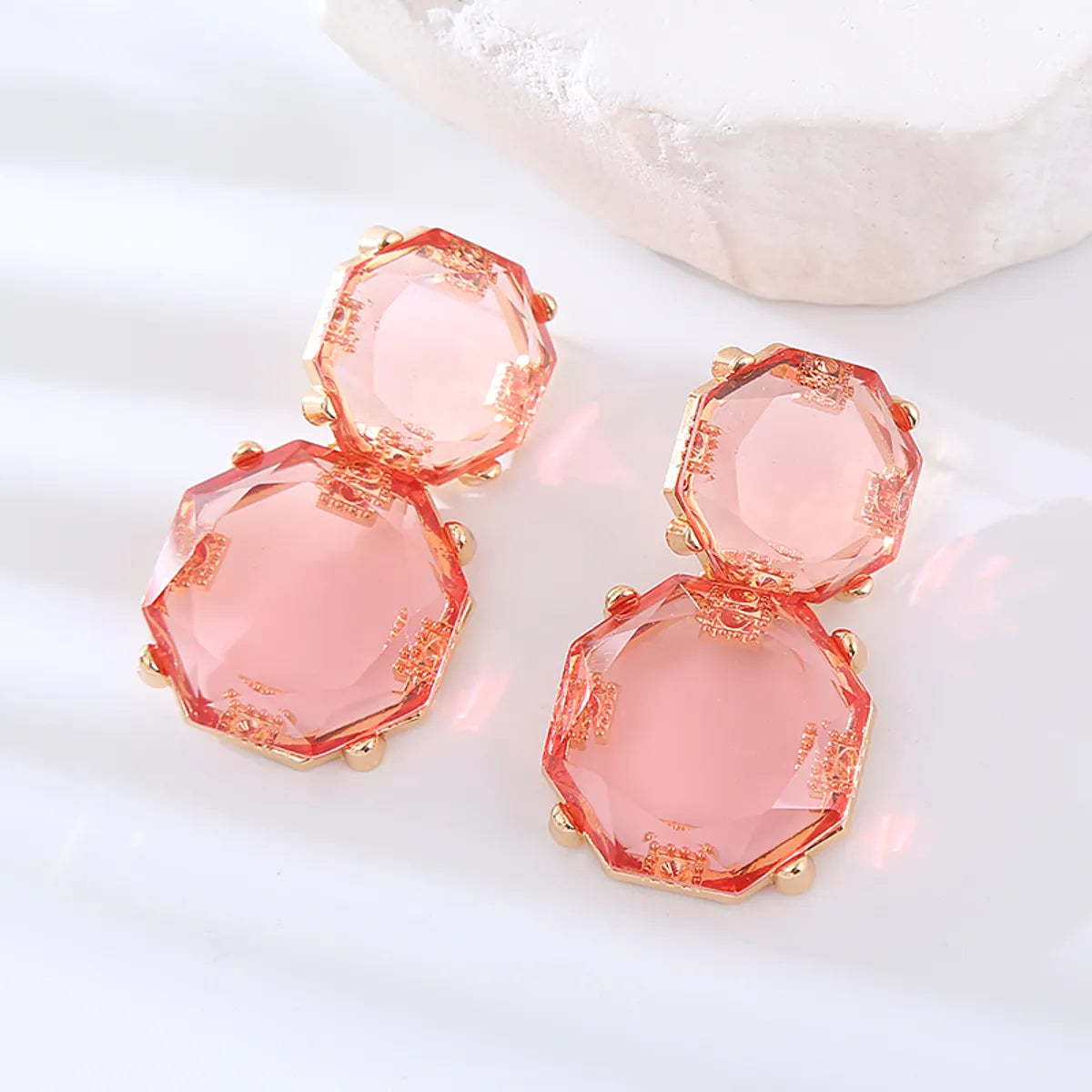 1 Pair Simple Style Round Inlay Resin Resin Drop Earrings