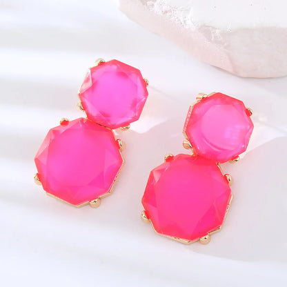 1 Pair Simple Style Round Inlay Resin Resin Drop Earrings