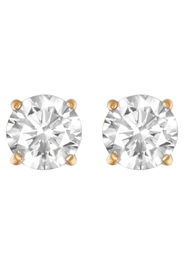 1 Pair Simple Style Round Inlay Stainless Steel Zircon Ear Studs