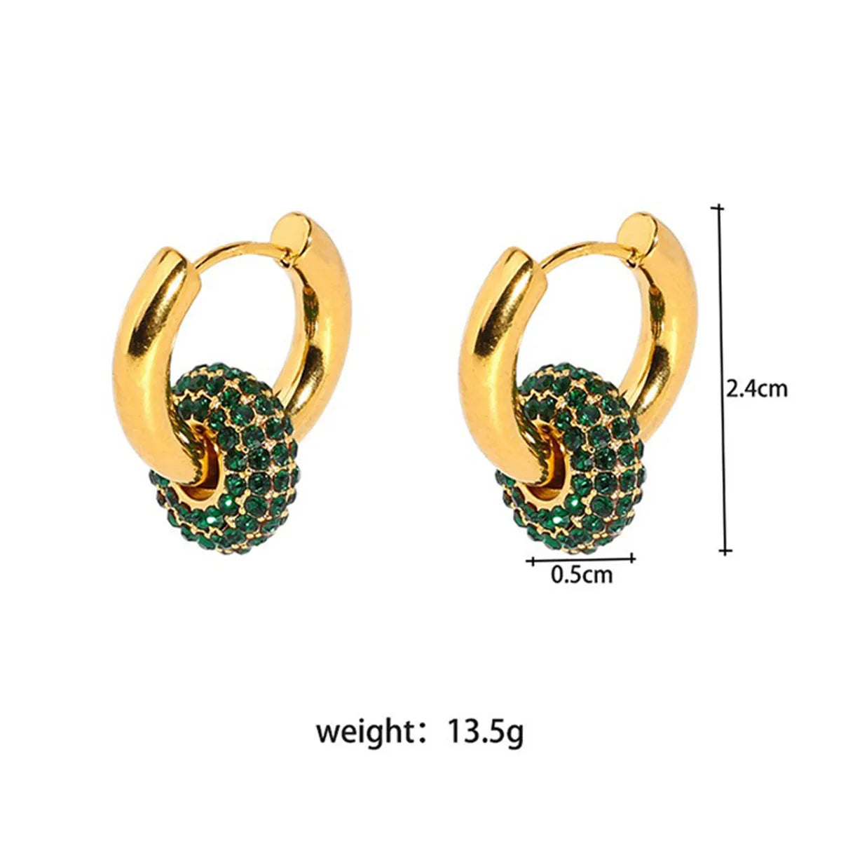 1 Pair Simple Style Round Inlay Stainless Steel Zircon Earrings