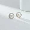 1 Pair Simple Style Round Inlay Sterling Silver Pearl Ear Studs