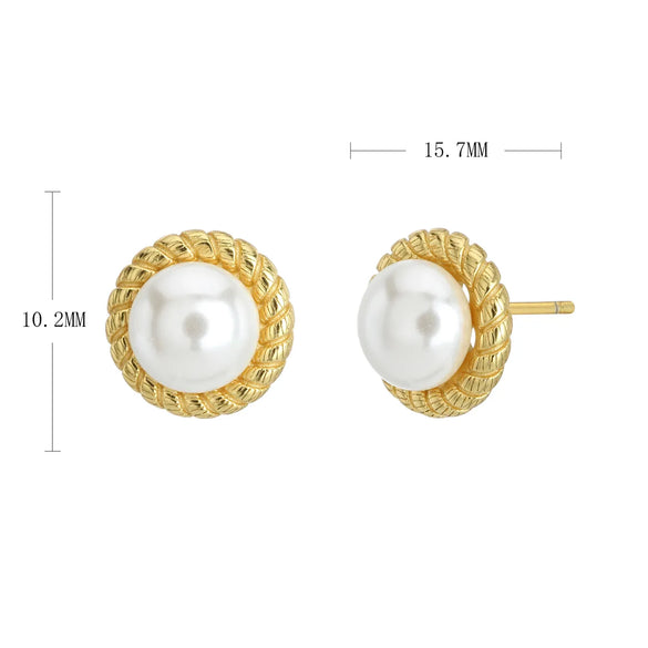 1 Pair Simple Style Round Inlay Sterling Silver Pearl Ear Studs