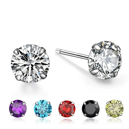 1 Pair Simple Style Round Inlay Sterling Silver Zircon Ear Studs