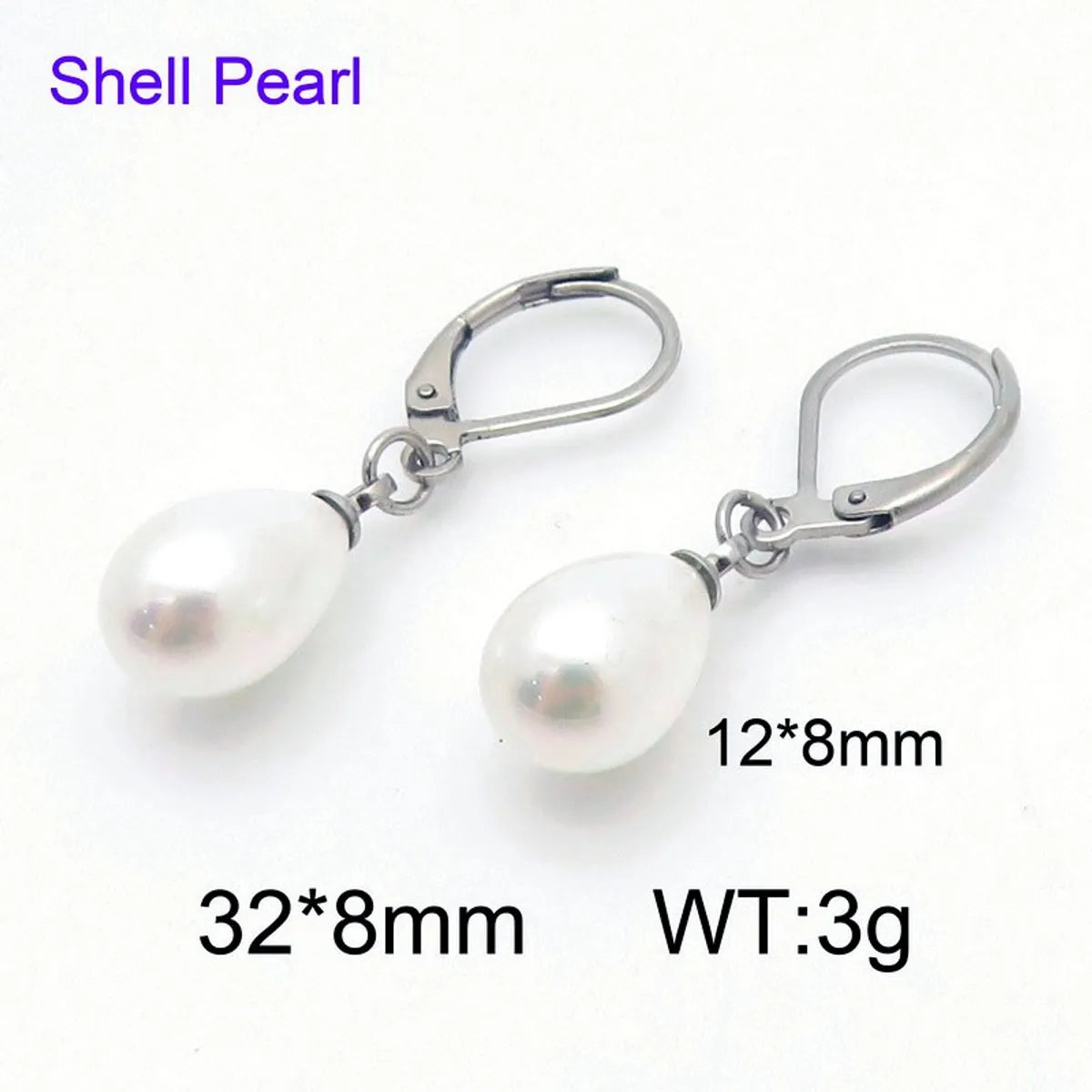 1 Pair Simple Style Round Oval Inlay 304 Stainless Steel Pearl Drop Earrings