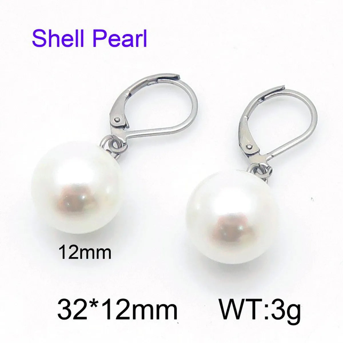 1 Pair Simple Style Round Oval Inlay 304 Stainless Steel Pearl Drop Earrings