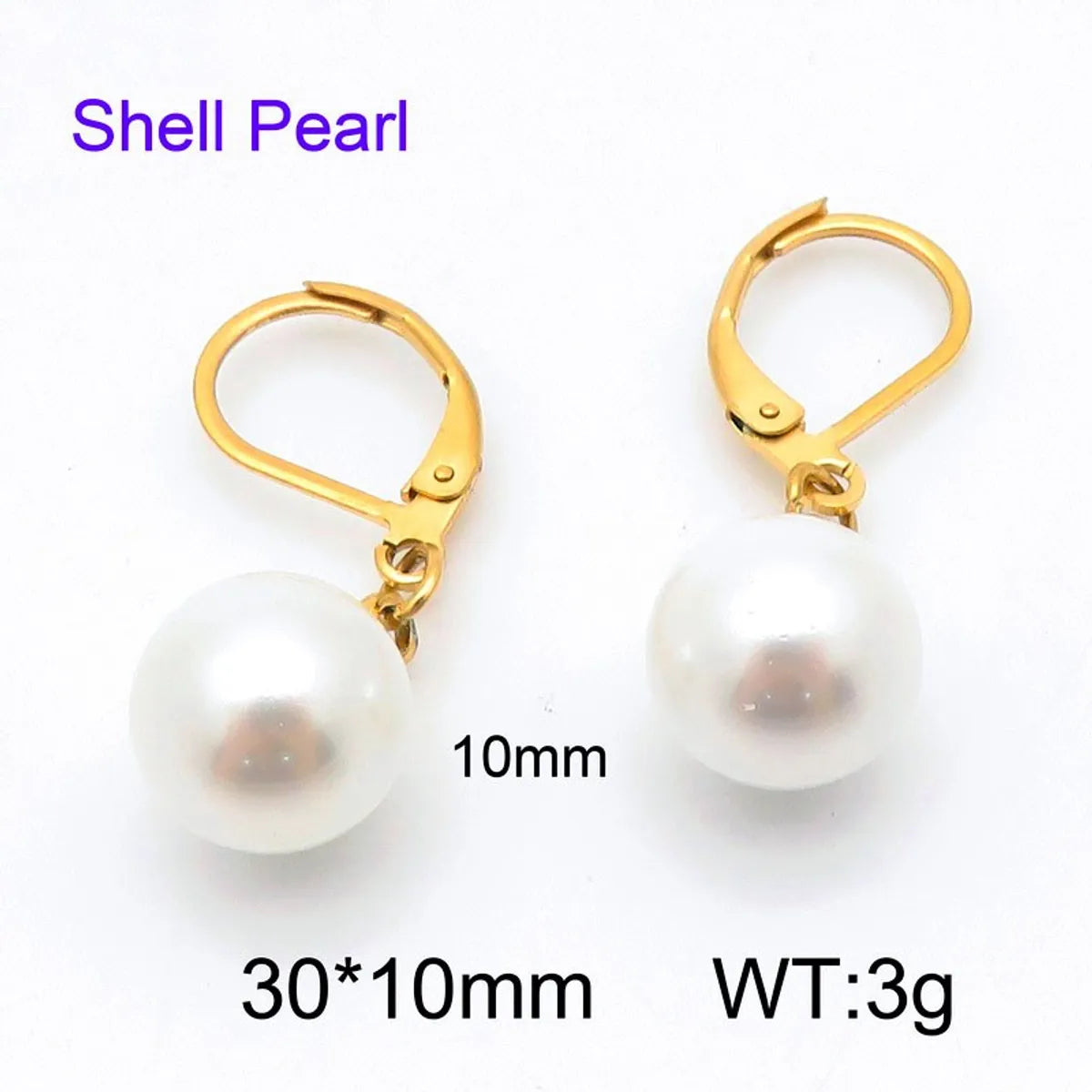 1 Pair Simple Style Round Oval Inlay 304 Stainless Steel Pearl Drop Earrings