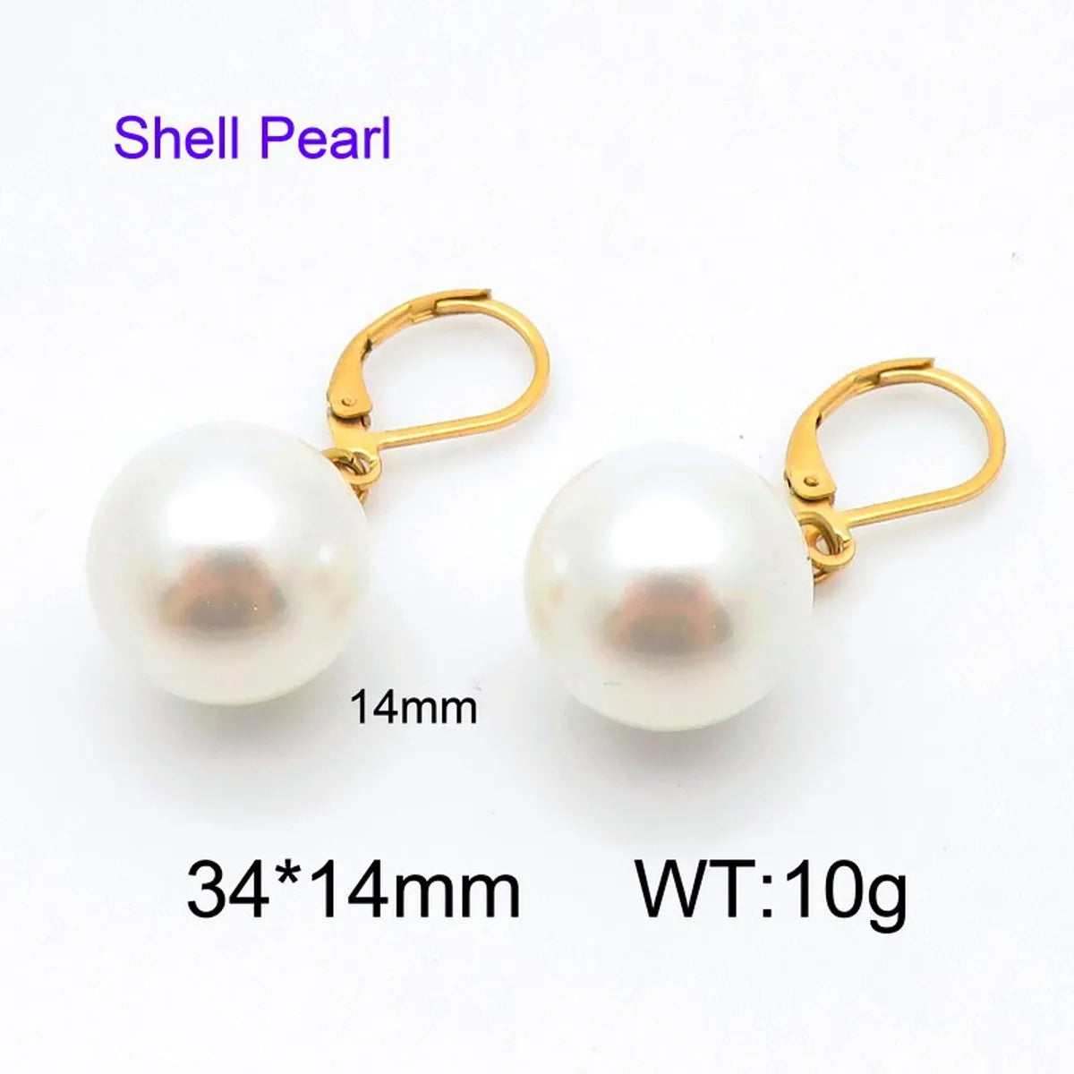 1 Pair Simple Style Round Oval Inlay 304 Stainless Steel Pearl Drop Earrings