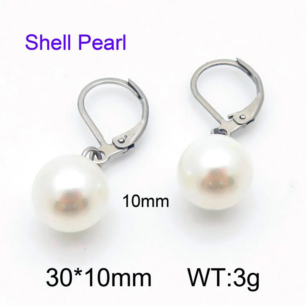 1 Pair Simple Style Round Oval Inlay 304 Stainless Steel Pearl Drop Earrings