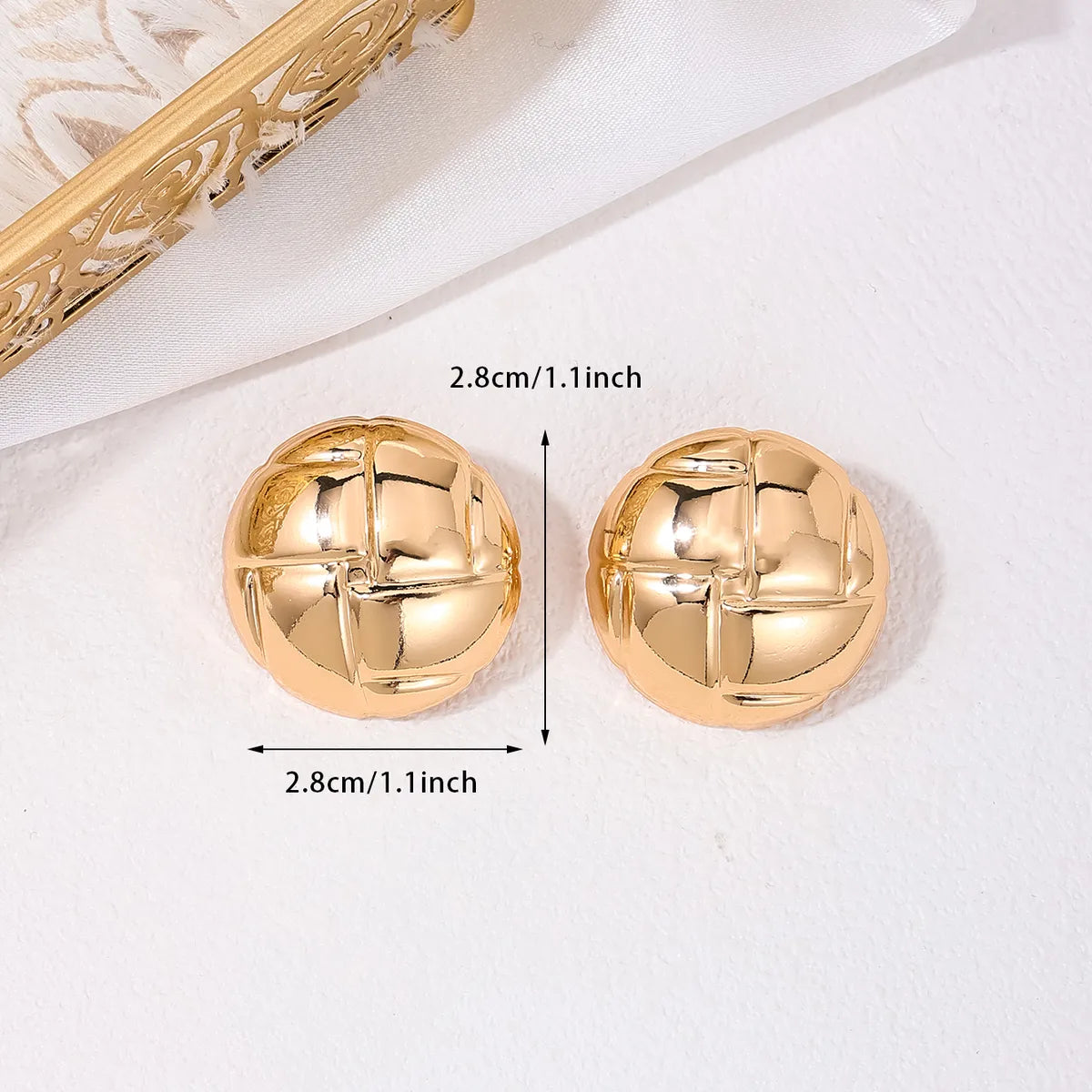 1 Pair Simple Style Round Plating Alloy Ear Studs