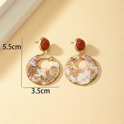 1 Pair Simple Style Round Plating Alloy Gold Plated Drop Earrings