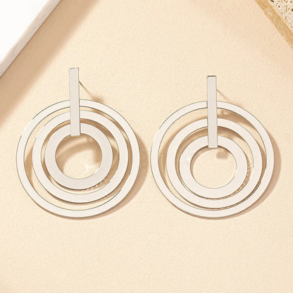 1 Pair Simple Style Round Plating Alloy Gold Plated Drop Earrings