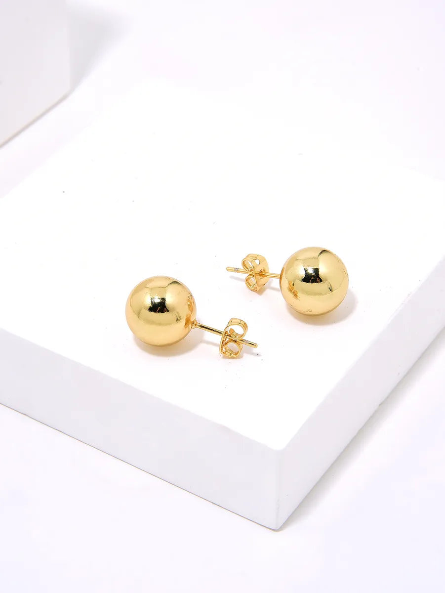 1 Pair Simple Style Round Plating Copper Gold Plated Ear Studs