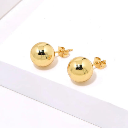 1 Pair Simple Style Round Plating Copper Gold Plated Ear Studs