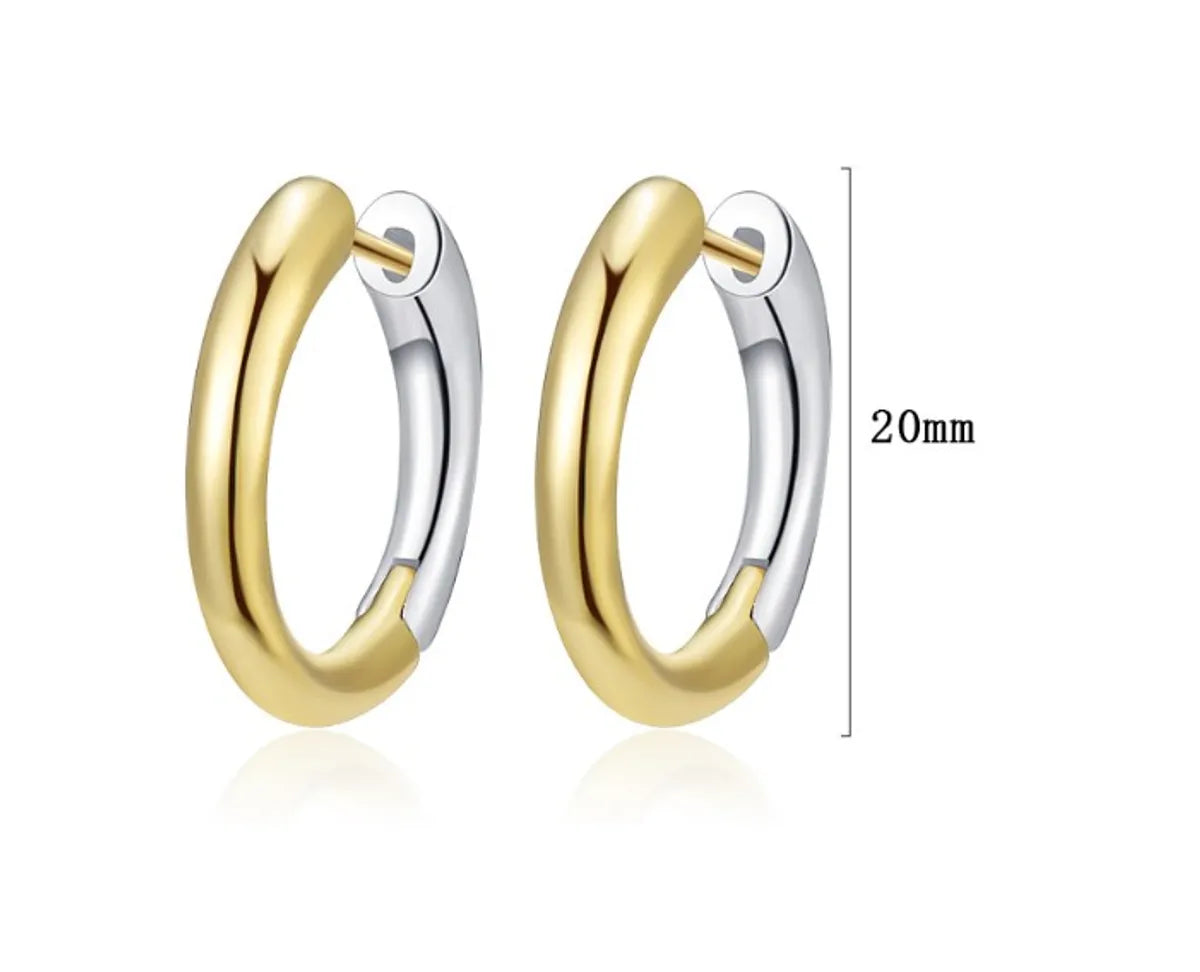 1 Pair Simple Style Round Plating Copper Silver Plated Earrings