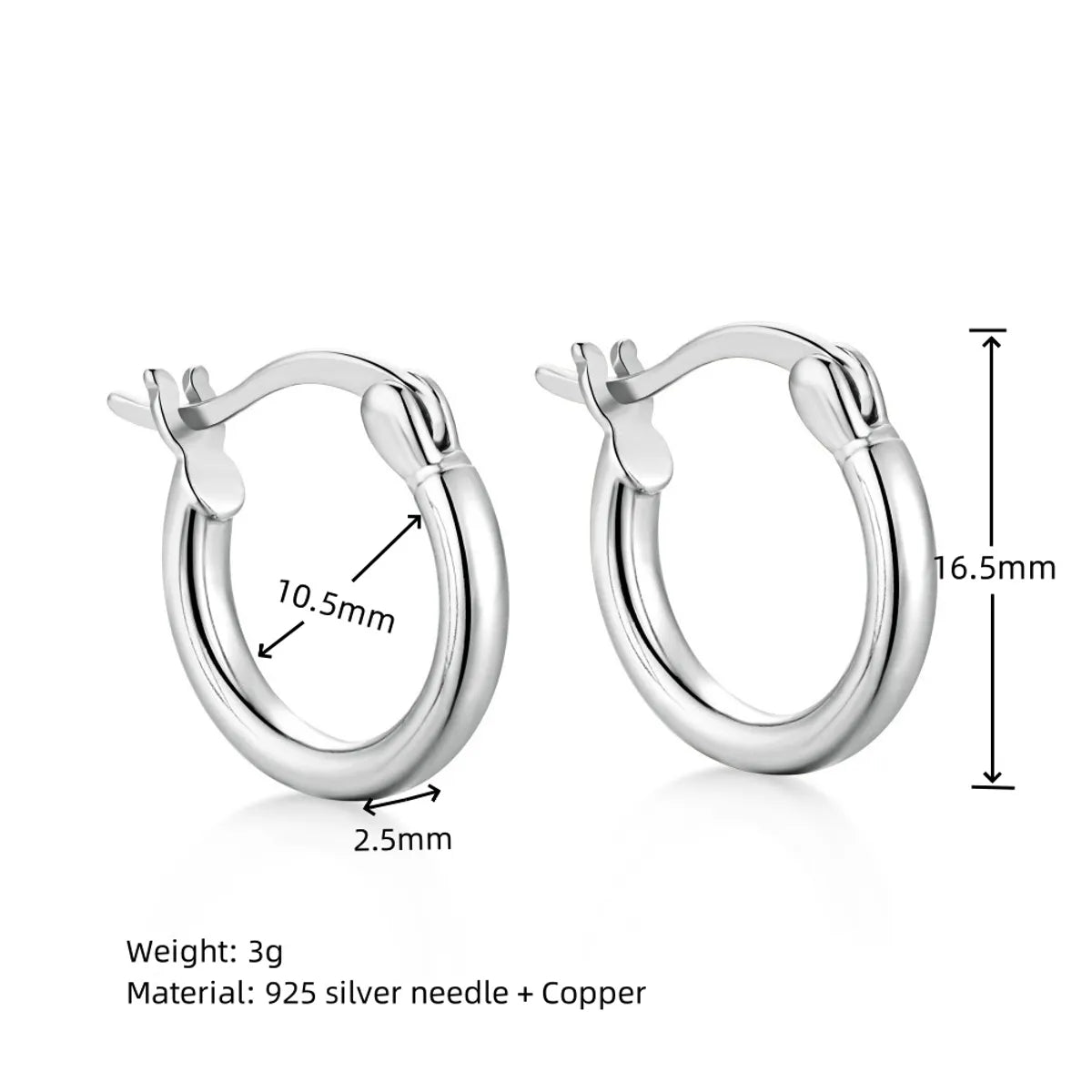 1 Pair Simple Style Round Plating Copper White Gold Plated Gold Plated Earrings