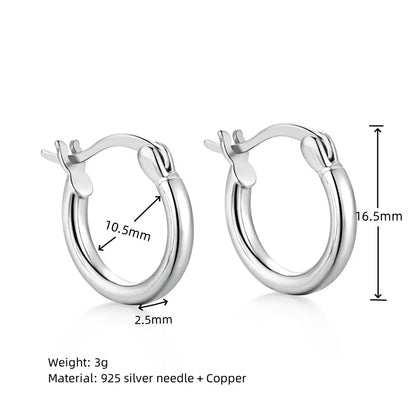 1 Pair Simple Style Round Plating Copper White Gold Plated Gold Plated Earrings