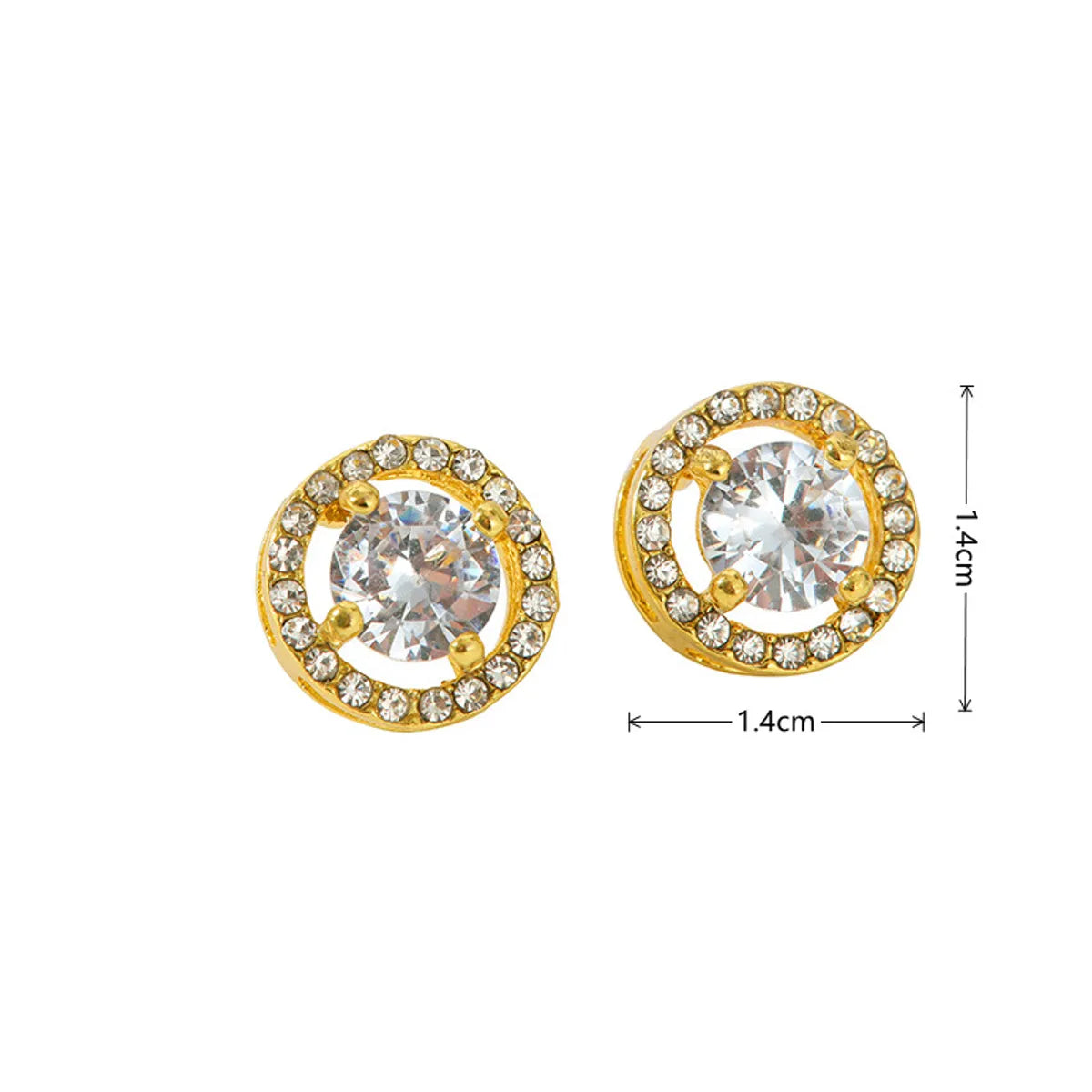 1 Pair Simple Style Round Plating Inlay Alloy Rhinestones Rose Gold Plated White Gold Plated Gold Plated Ear Studs